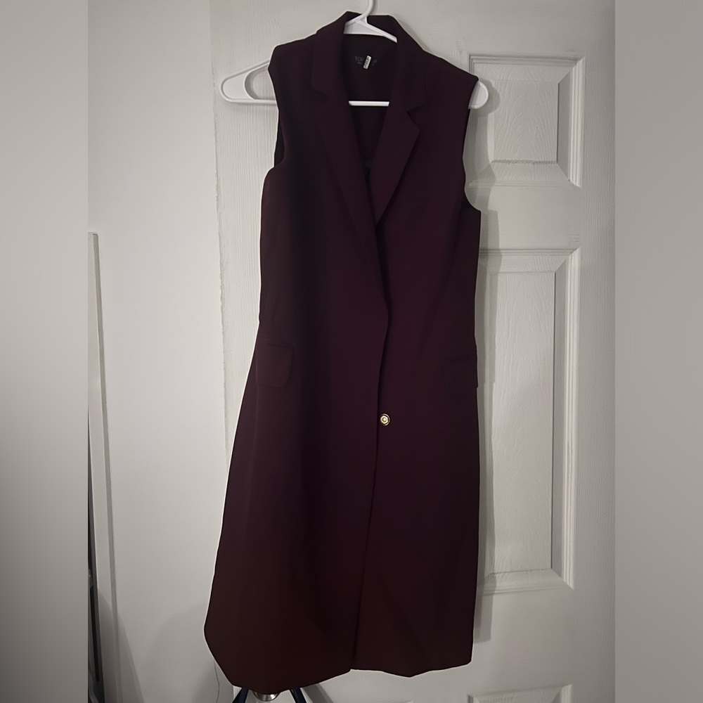 NWOT Topshop Burgundy Double-Breasted Long Blazer/Dress